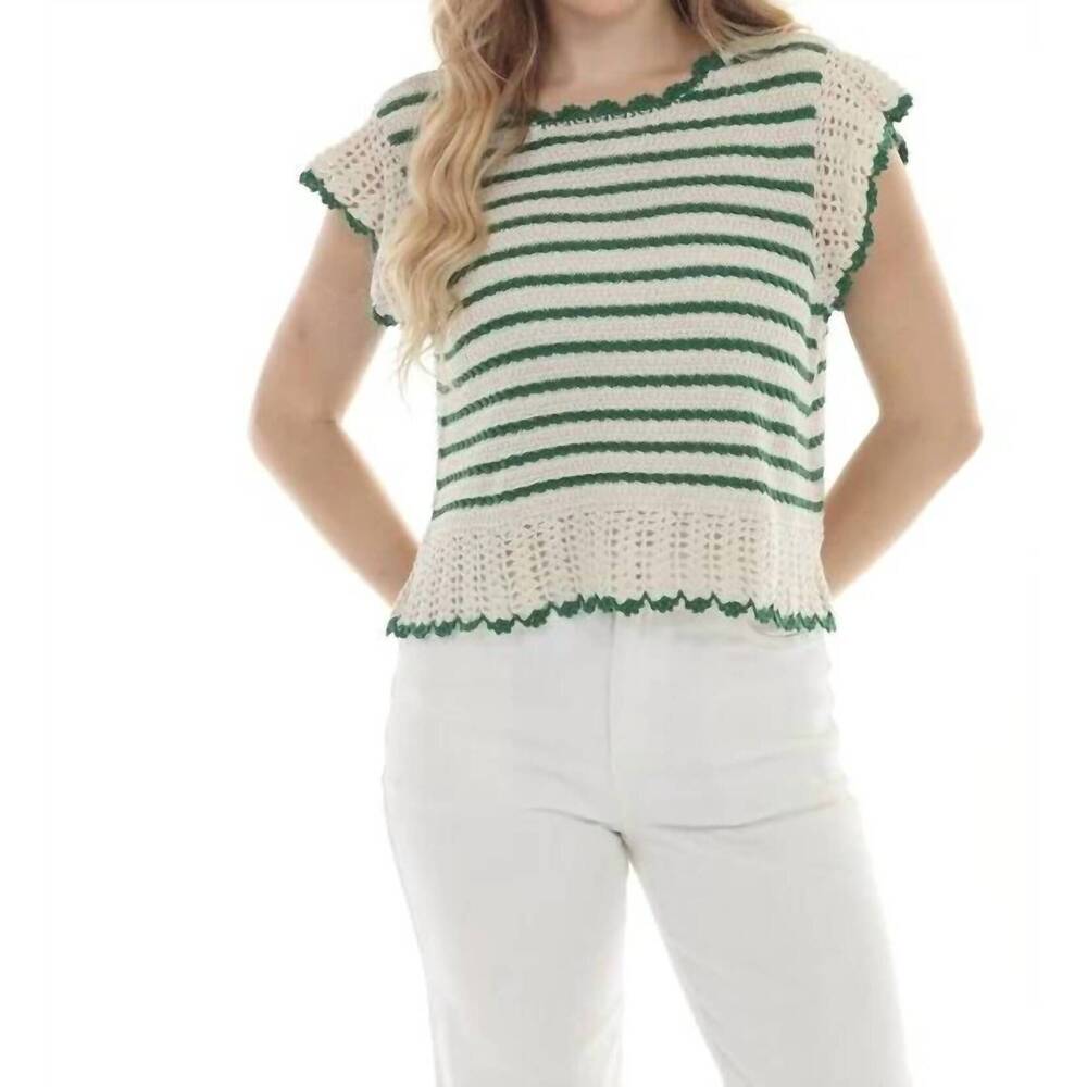 NEW RAIN + ROSE caliora knit top in green